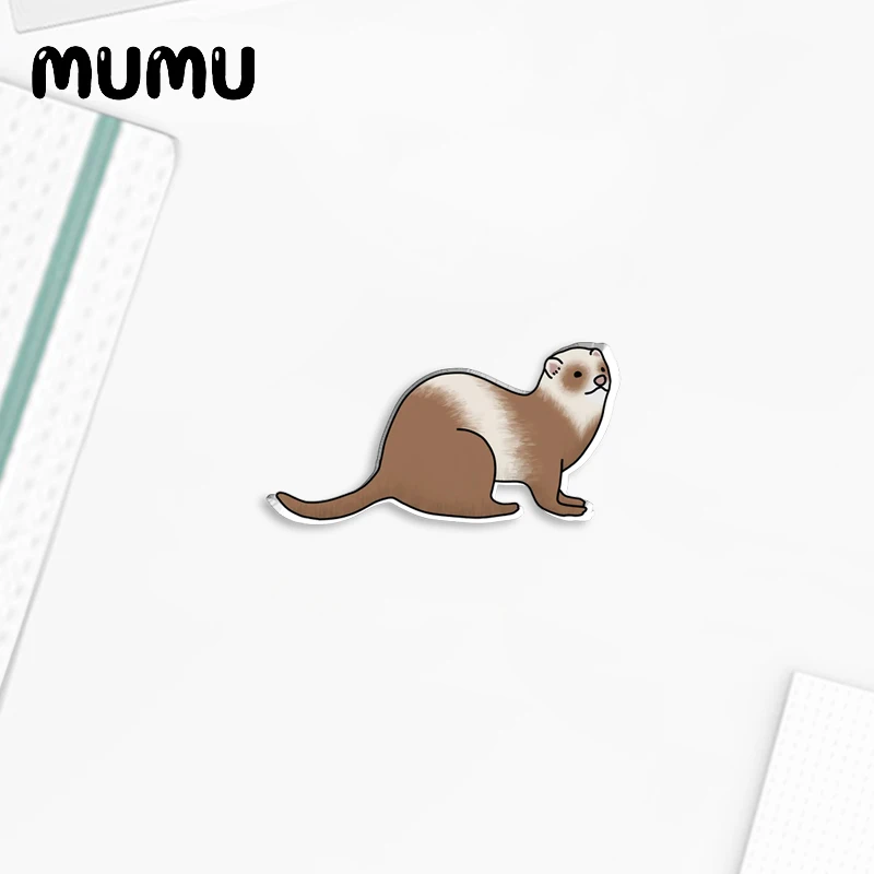 2023 New Cute Ferret Lapel Pin Animal Acrylic Brooches Handmade Epoxy Jewelry Shirt Bag Badge