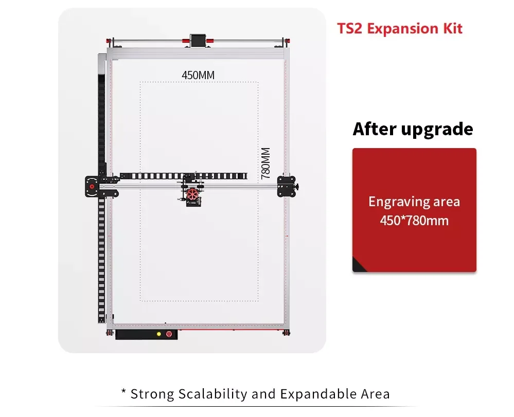 

Twotress TS2 Laser Engraver Area Expansion Kit 450x780mm CNC Laser Engraving Machine Y-axis Extension Upgrade Frame