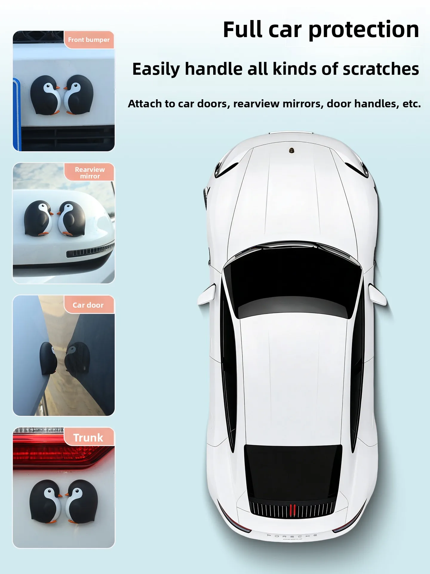 Thickened Car Door Anti-Collision Strip Adorable Buffer Pad Mirror Protection Sticker Durable Scratch-Resistant Decal