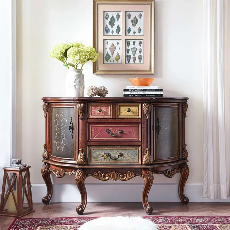 

Cabinet European-Style Painted Living Room Aisle Locker Decorative Hallway Semicircle Table