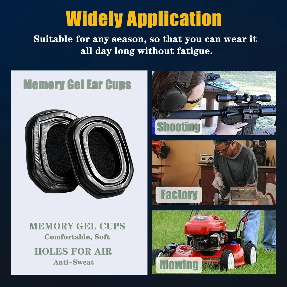 استبدال الأذن يفشل وسائد هلام السيليكون وسادة الأذن ، صالح التخييم الصيد اطلاق النار مسابقة إلغاء الضوضاء التكتيكية غطاء للأذنين تحديث
