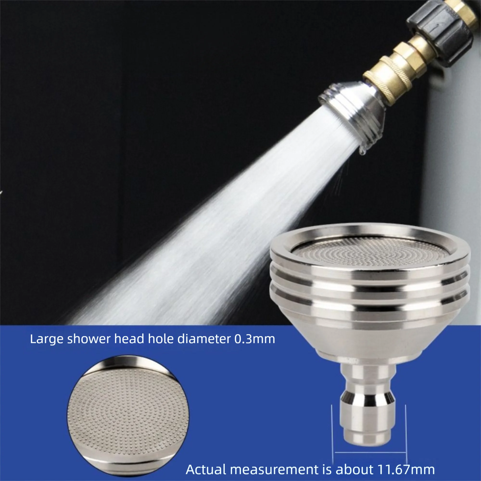 1/4 Quick Connect Car Washing Nozzle Stainless Steel High Pressure Shower Blades Small Universal Car Wash Accessories