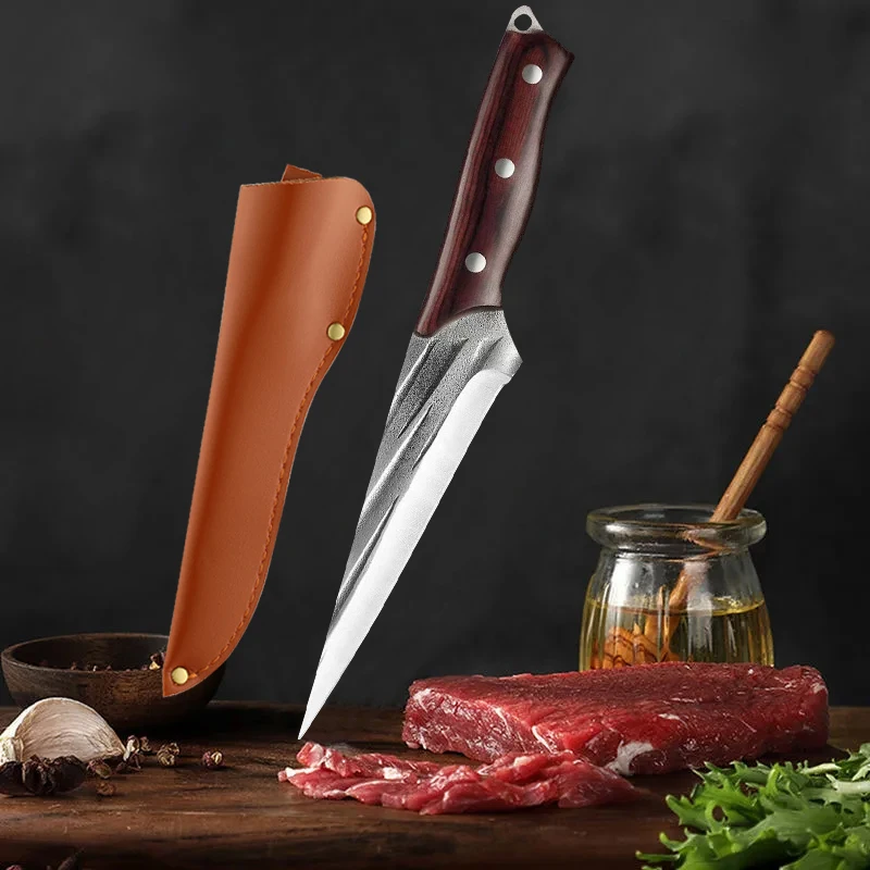 

Sharp Stainless Steel Boning Knife Forged Meat Cleaver Butcher Slicing Utility Peeling Cutting Kitchen Barbeque Knife