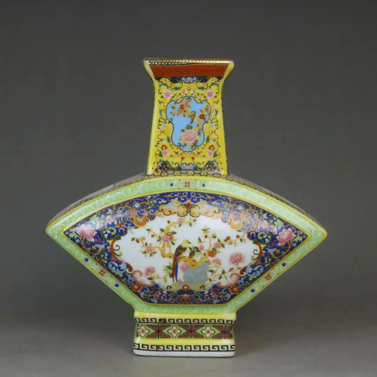 Old Chinese porcelain Enamel color Hand Painted Flower bird Quartet vase