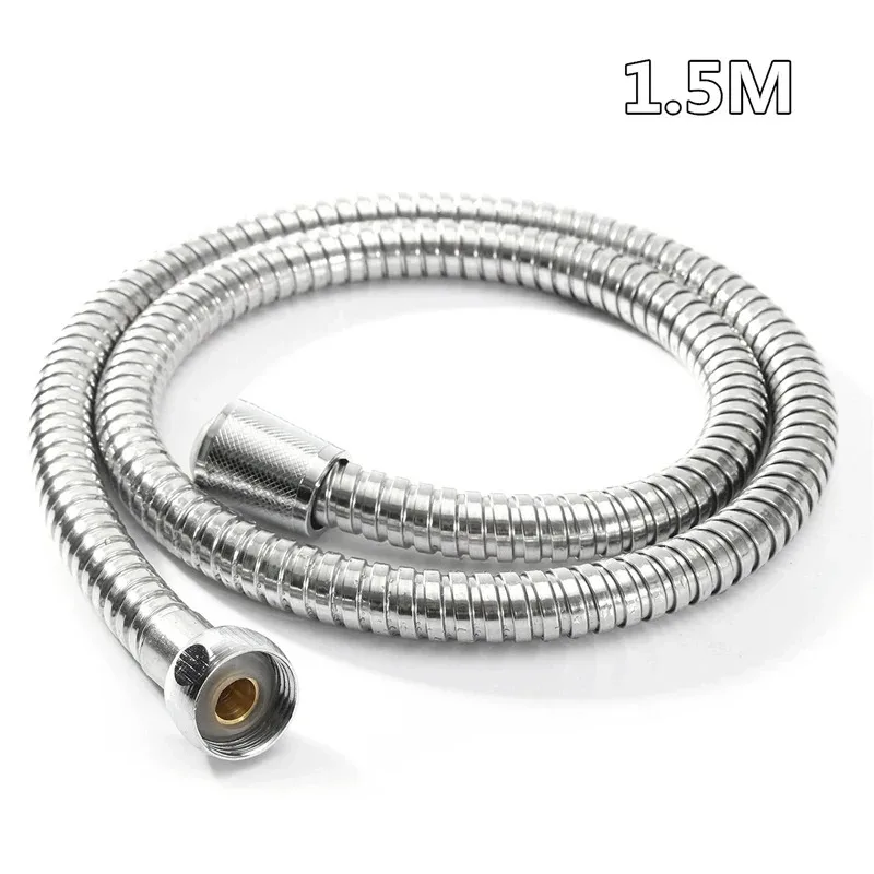 1.5m G1/2 Inch Stainless Steel Flexible Shower Hose Long Bathroom Shower Water Hose Extension Plumbing Pipe Pulling Tube