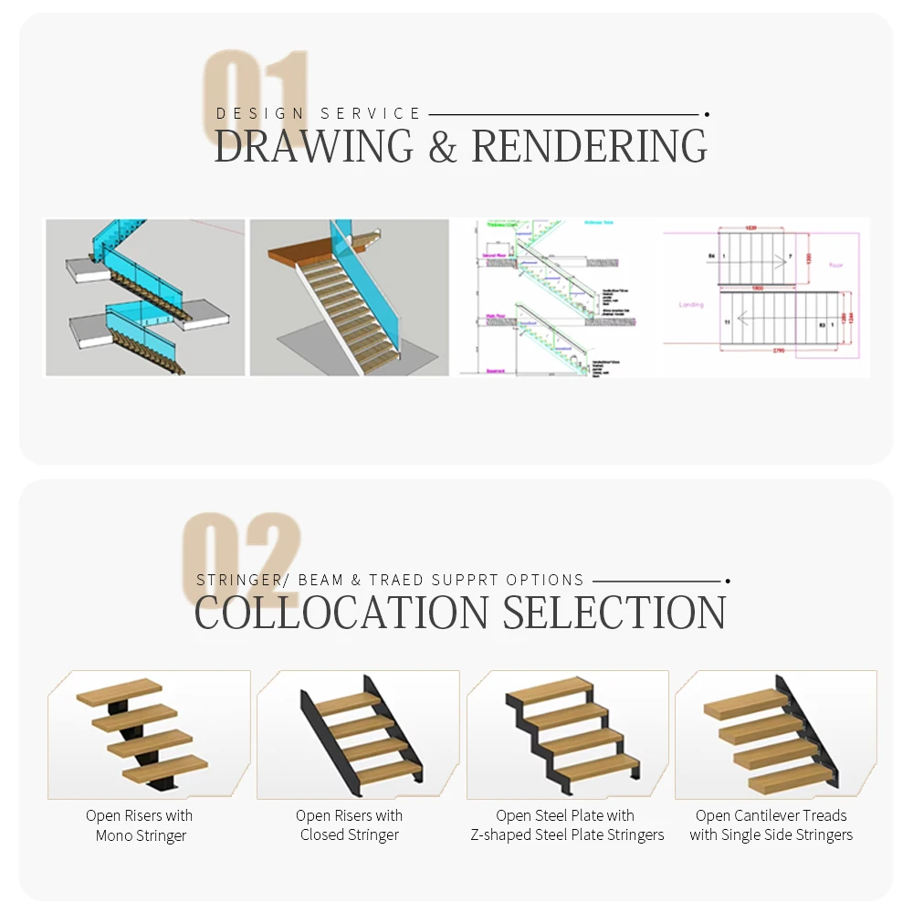 Customization Customized Stairs Modern Luxury Indoor  Wooden Steps Treads Staircase 3.6m*0.3m*0.03m/0.032m/0.037m