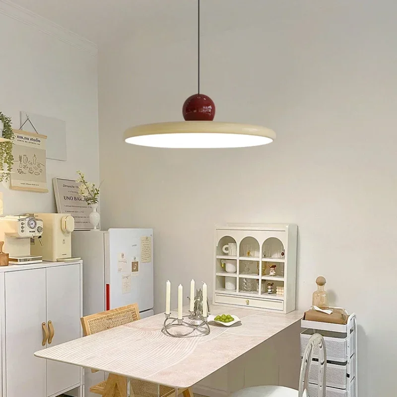 Nordic Cream Style Flying Saucer Pendant Light Restaurant Living Room Bedroom Bedside Lamp Home Interior Decorative Lamp 20/30cm