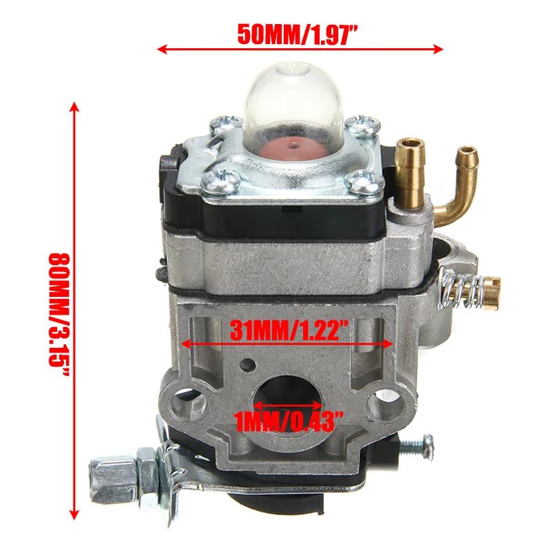 15mm Carburetor Kit For Various Strimmer Hedge Trimmer Brush Cutter Chainsaw Carburettor Primer Bulb Gasket Fuel Line Filter Kit