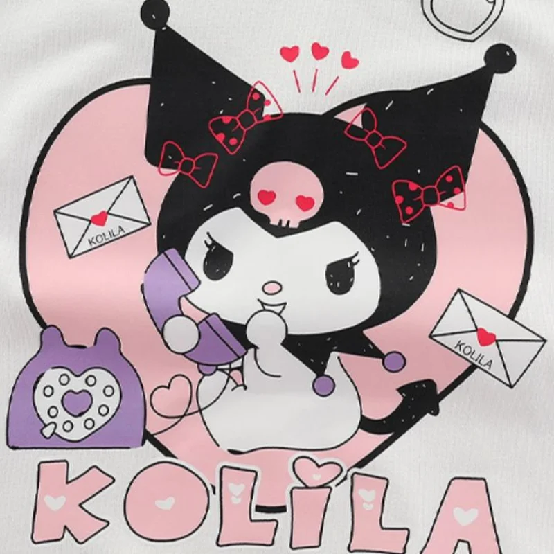 Sanrio-ropa de invierno para niña, sudadera de manga larga con estampado de Kuromi, Falda plisada, 2 piezas