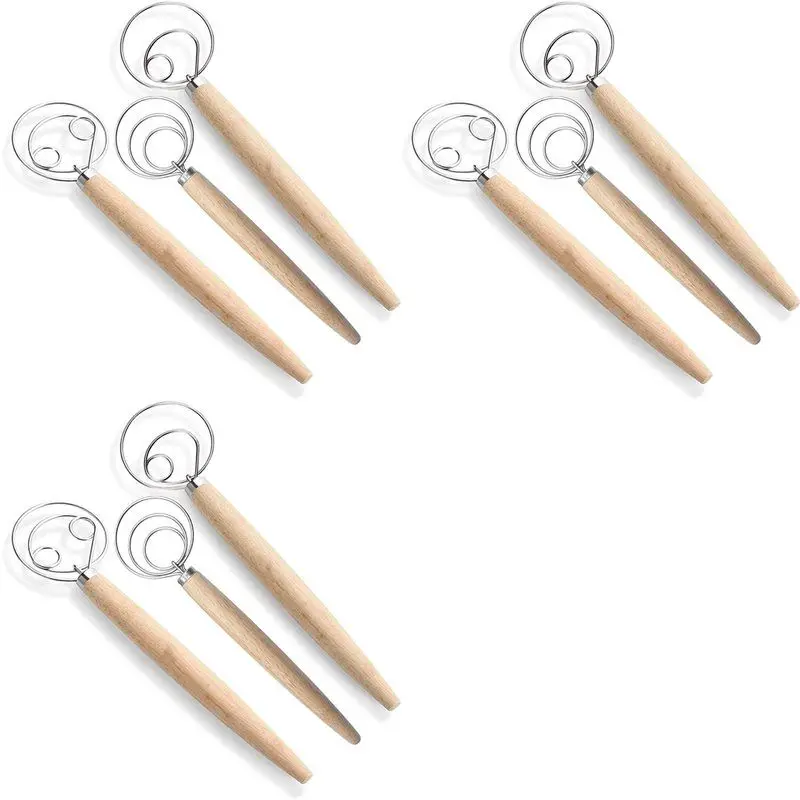 

YWDZ-Danish Dough Whisk Bread Mixer,9 Pcs Stainless Steel Dutch Whisk For Cake Dessert Bread Pizza Pastry Kitchen Baking Tool