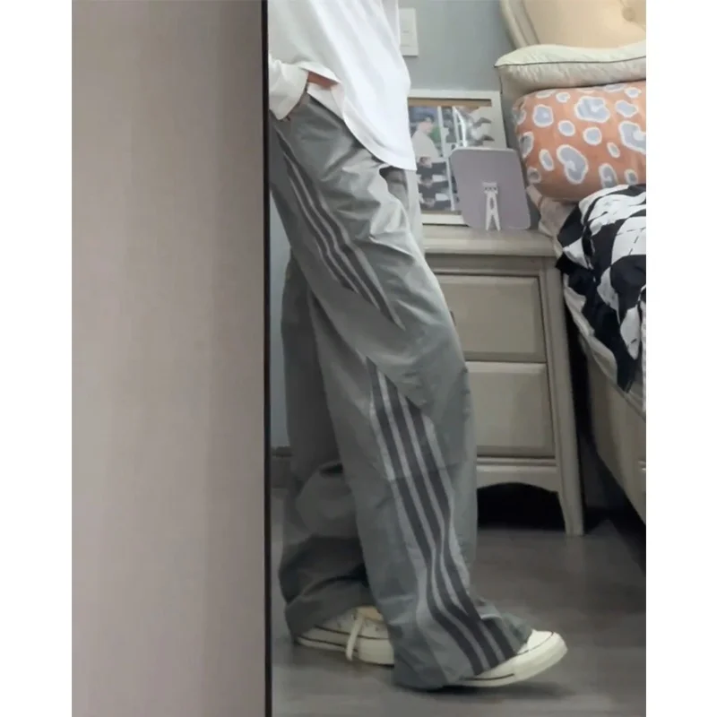 

Deep ey Tee-Striped Men's Summer Outdoor Qui-Drng Work Pants Straight Leg Wide Leg Casual Trousers Faionable Brand