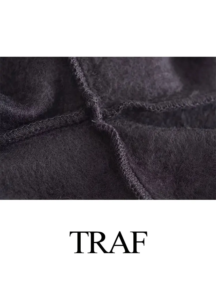 TRAF-Conjuntos de moda para mujer, sudadera de lana de 2 piezas, chaqueta Bomber elástica forrada + pantalones de cintura alta para mujer salvaje,