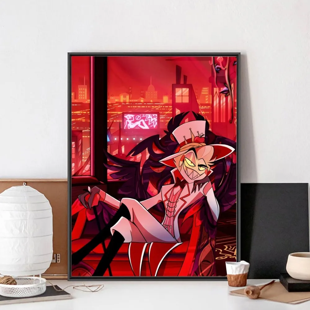 Hazbin H-Hotels Angel Dust Alastor Poster No Framed Kraft Club Bar Paper Vintage Poster Wall Art Painting Bedroom Study Stickers