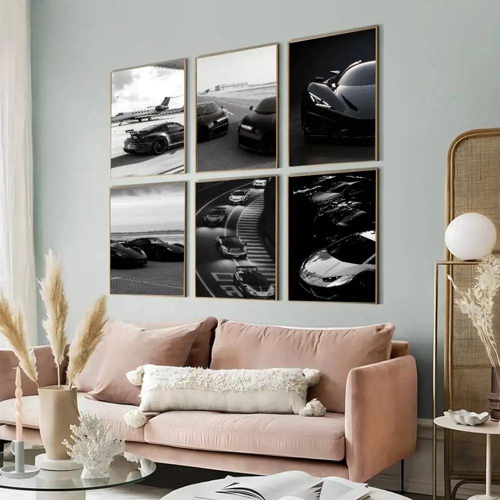 Black Luxury sports car  Anime Posters Sticky Whitepaper Pri