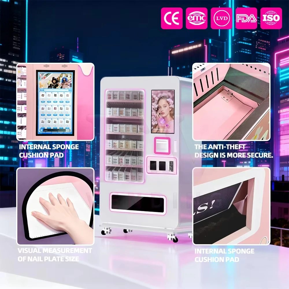 Top Rated Nail Art Vending Machine Customized Touchscreen Multi Language Custom Graphics For Premium Malls