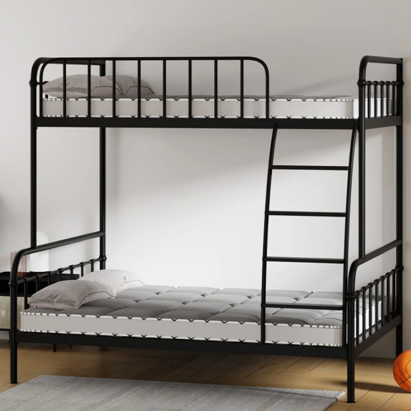 Upper and lower bunk iron frame bed, upper and lower bunk iron bed, double mother, simple and modern elevated.