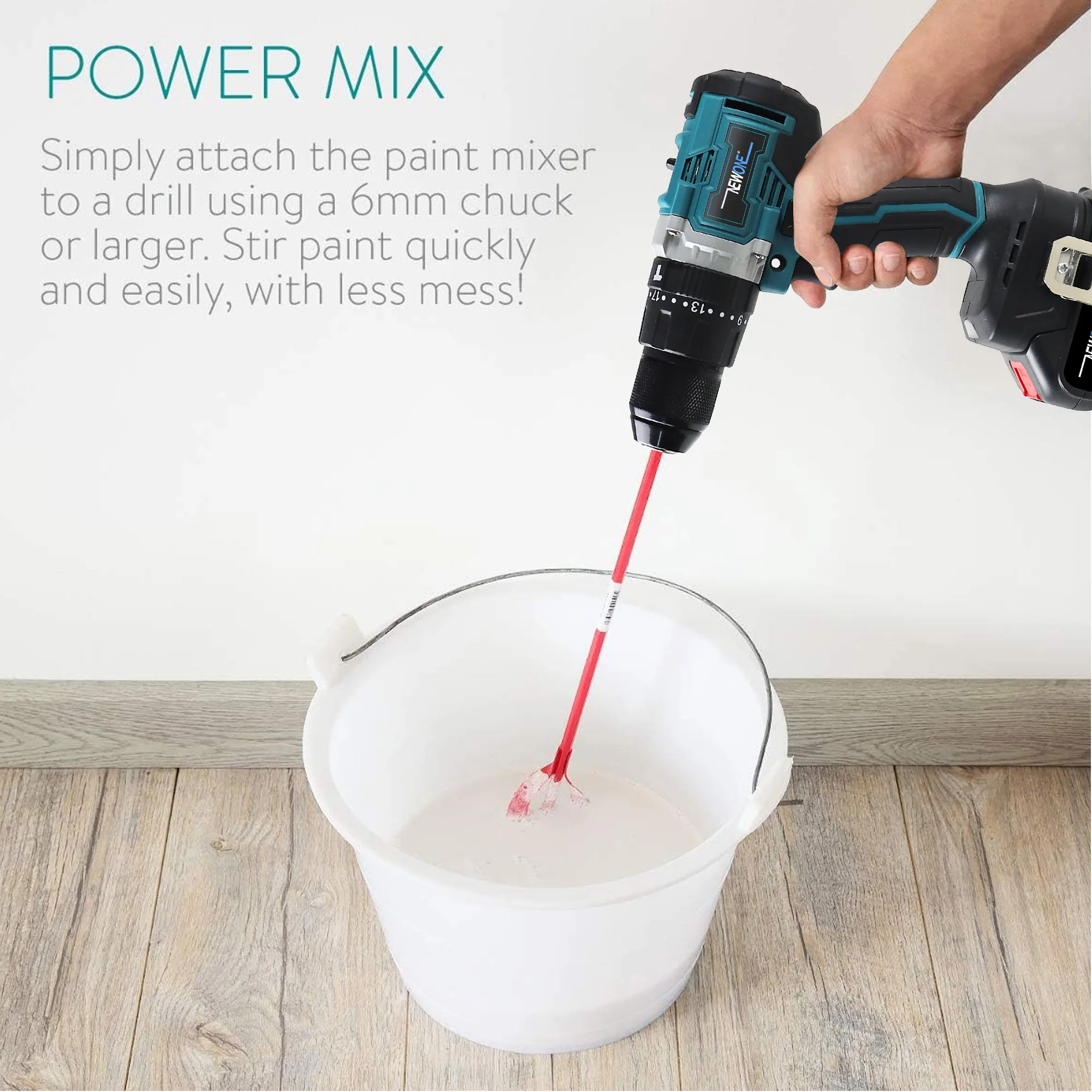 Hexagon Shaft Plaster Paint Mixer Attachment Paint Epoxy Resin, Mud and Cement Mixer Blades - Power Drill Stirring Tools 14\