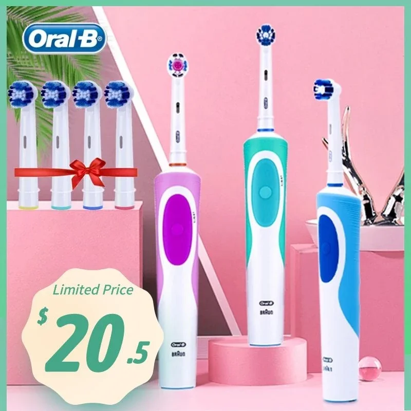 Oral B D12 Vitality Electric Toothbrush Rechargeable Rotating Type Waterproof Brush with 2 Mins Timer Teeth Whitening Deep Clean