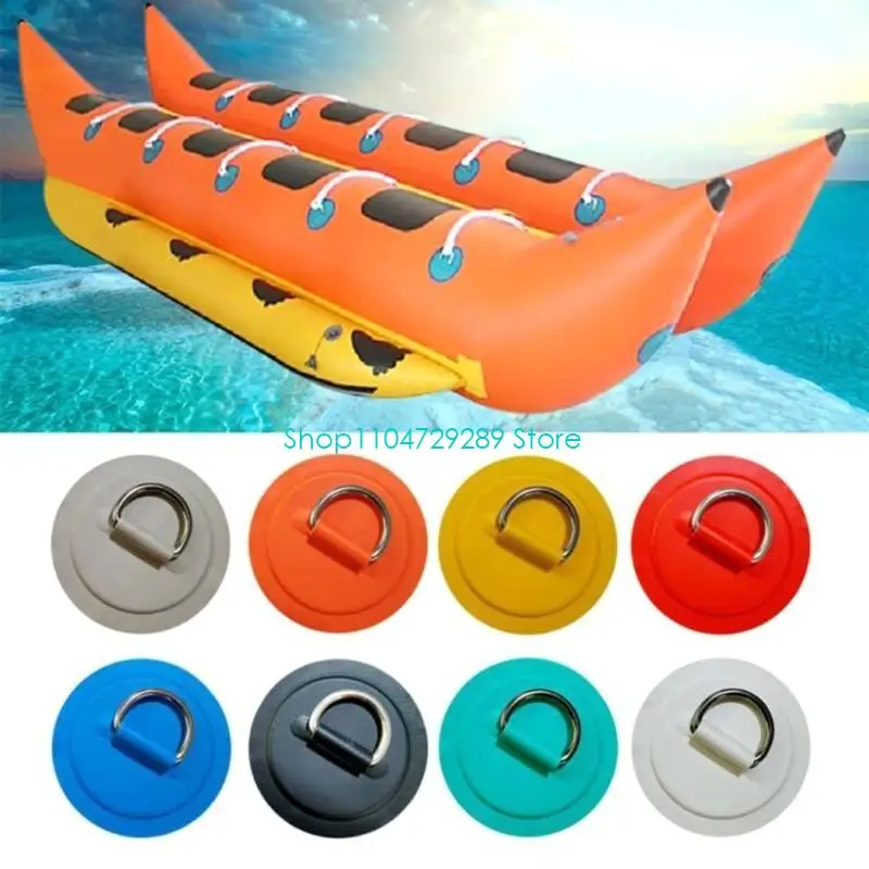 D8KE Stainless Steel D-rings Patches 80mm Inflatable Boat Watercraft Round Patches