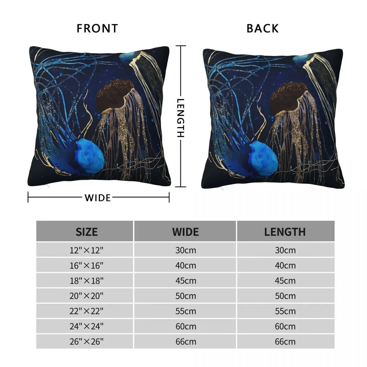 Metallic Jellyfish IV Square Pillowcase Polyester Linen Velvet Printed Zip Decorative Pillow Case Room Cushion Cover 18