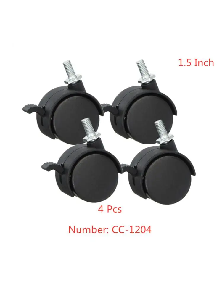 4 Pcs/Lot 1.5 Inch Caster Plastic Universal Screw Rod With Brake Electrical Furniture Nylon Wheel