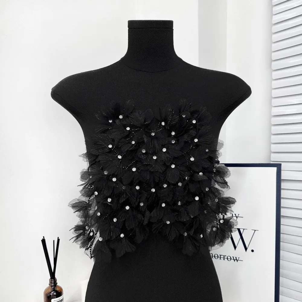 Double Layer Mesh Lace Accessories Pleated Design Chest Wrap Evening Dress Accessories Heavy Industry Ruffle Trim