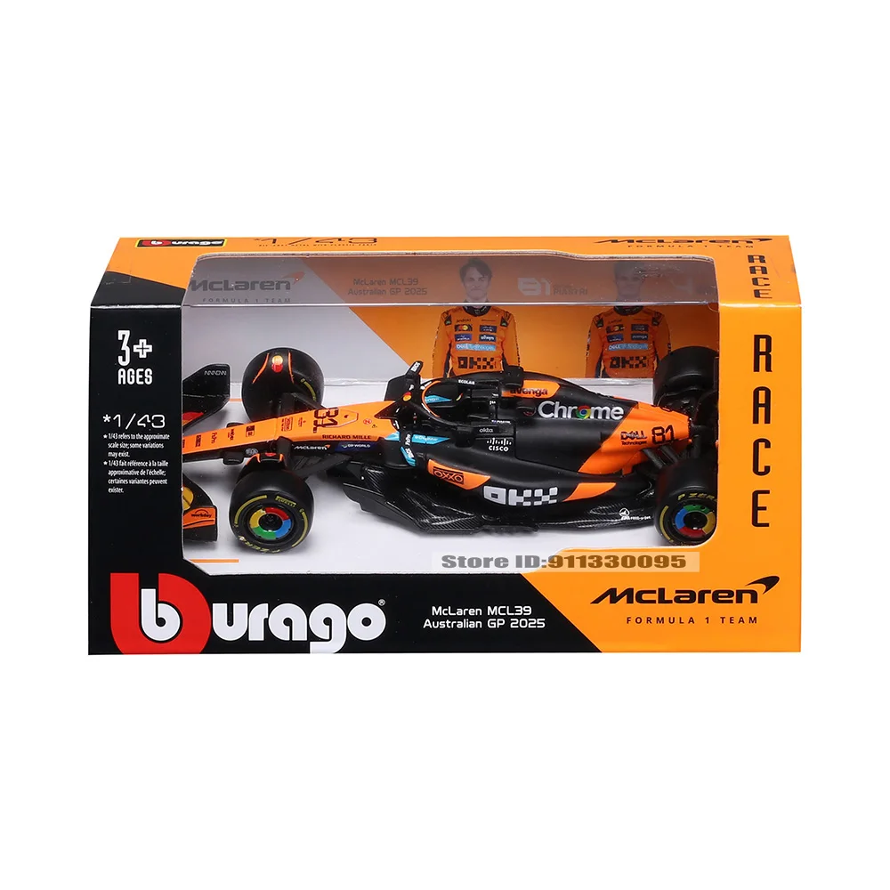 Bburago 1:43 2025 F1 McLaren MCL39 SF25 W16 RB21 A525 # 4 Lando Norris # 81 Oscar Piastri Legierungsauto Druckguss-Modell Spielzeug Sammlerstück – Detail 10