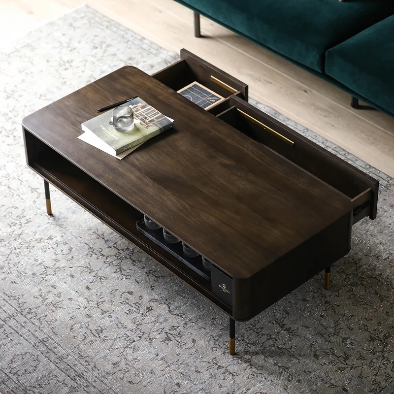 Nordic Fashion Tv Cabinet Coffee Table Combination Storage Oak Furniture Factory Directly For Customization