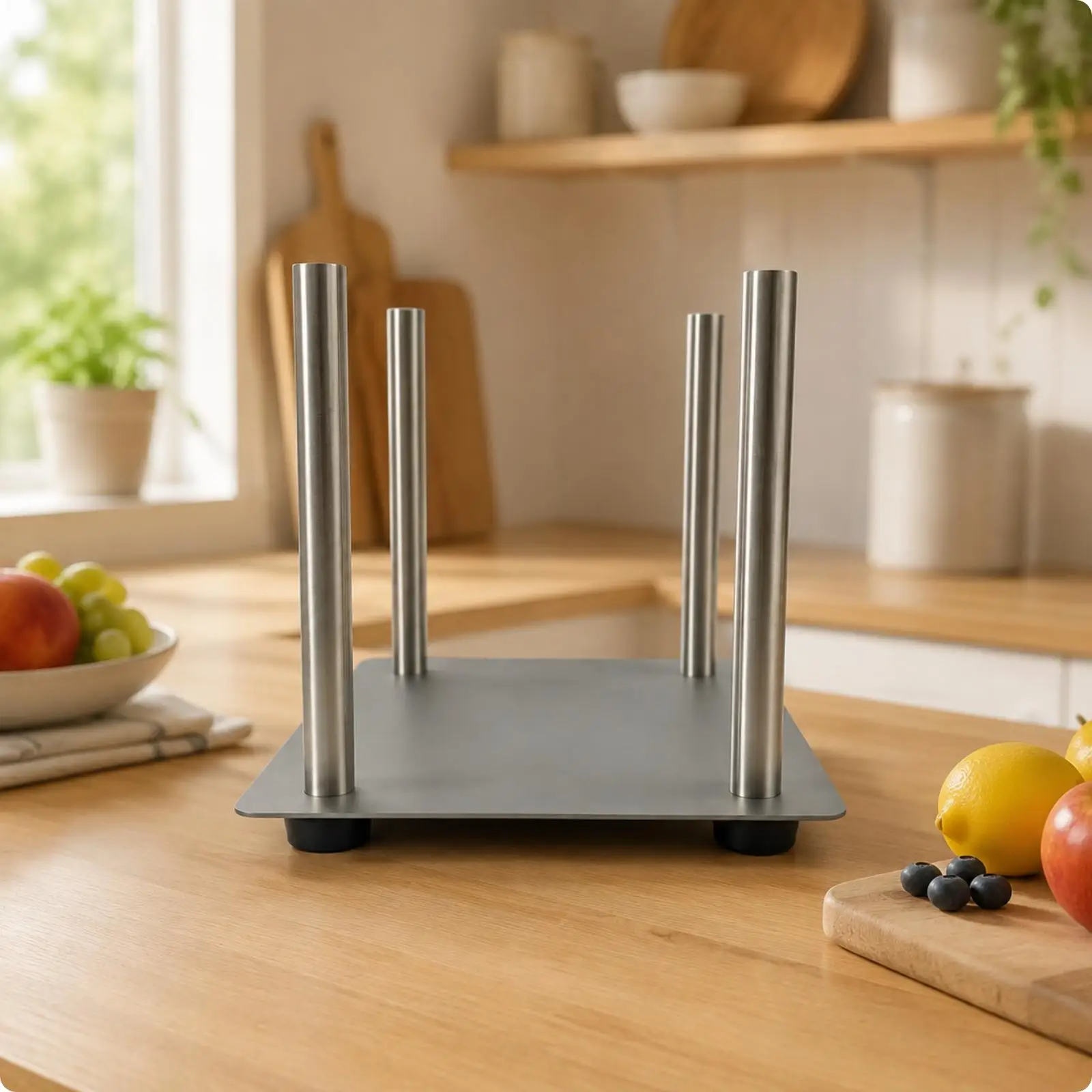 Heavy Duty Cutter Support Stand for Manual Fruit and Vegetable Slicer with Open Frame and Stable Rubber Feet