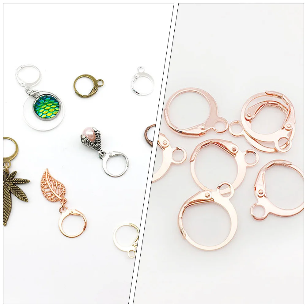 

100 Pcs Round Copper Ear Buckle Jewelry Earring Making Supplies Kit Hardware for Plating Alloy Lever Back Hooks Miss