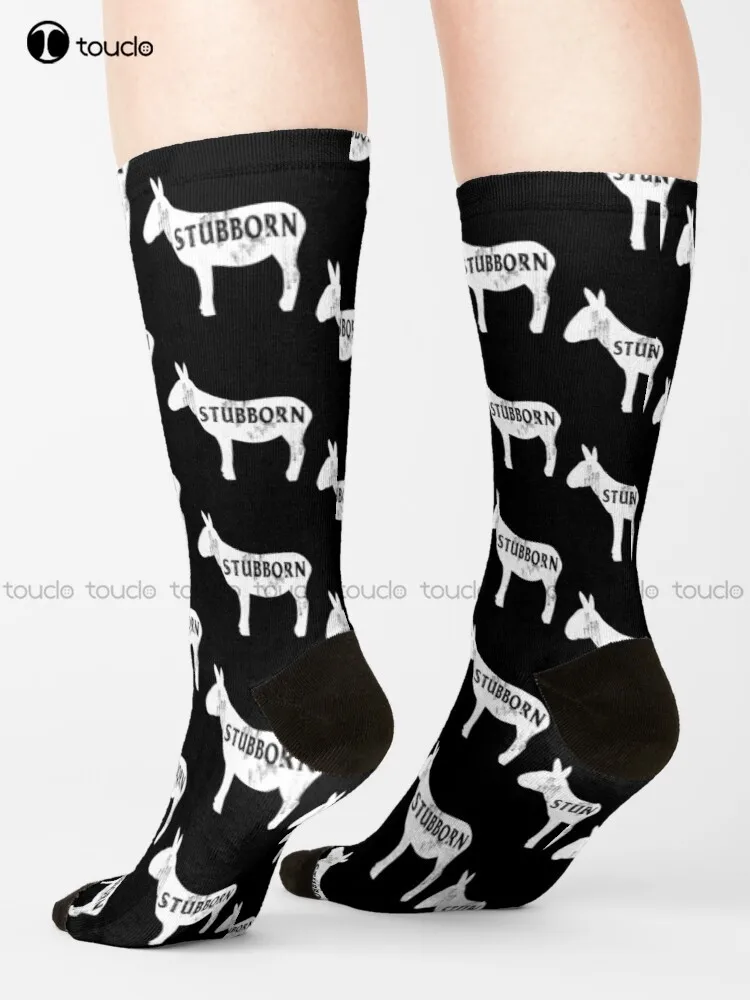 Stubborn As A Mule Silhouette Socks Mushroom Socks 360° Digital Print Unisex Adult Teen Youth Socks Personalized Custom Gift