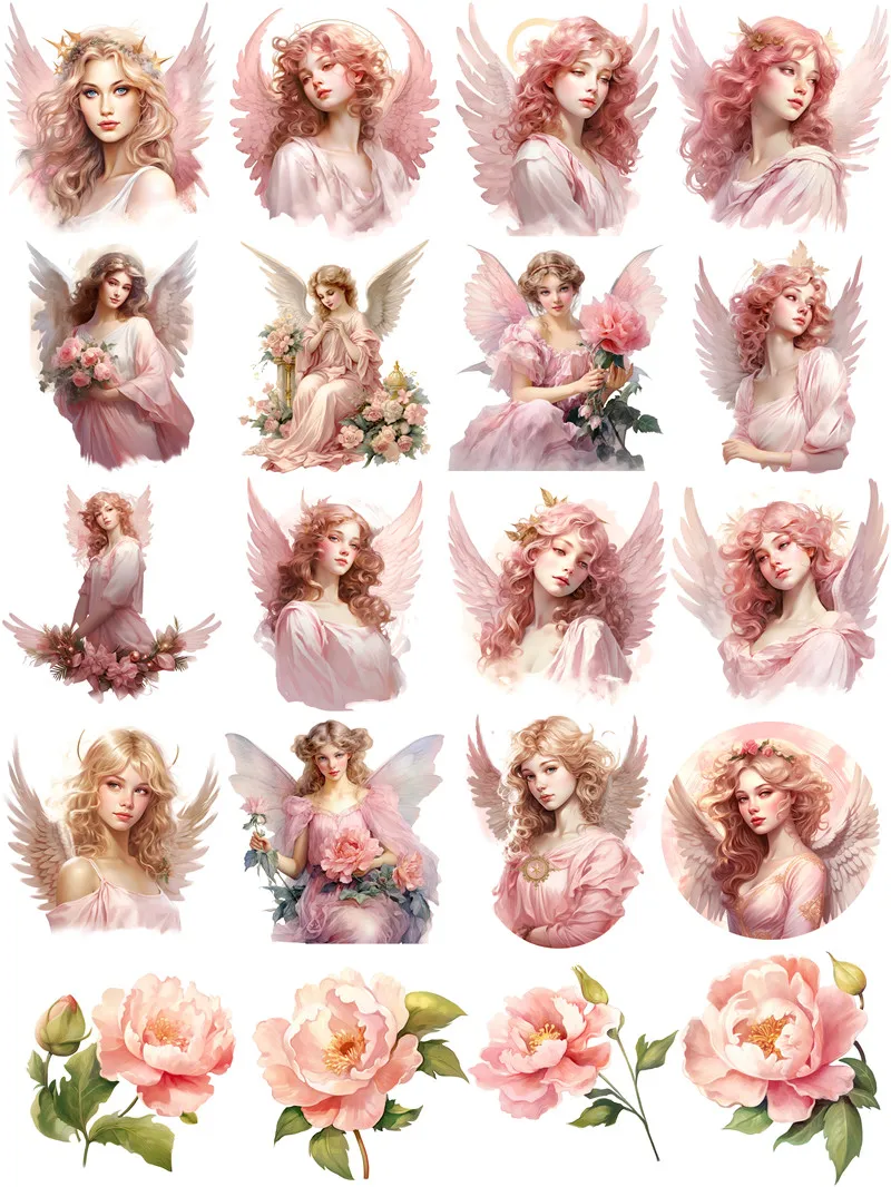 Pink Angel Girl Stickers Crafts And Scrapbooking stickers kids toys book Decorative sticker DIY Stationery