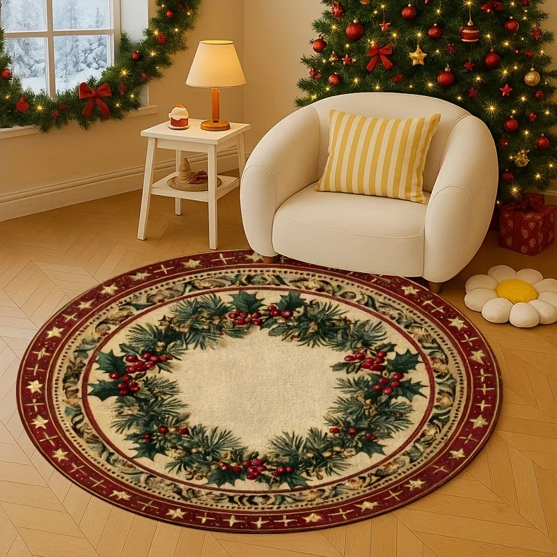 Pastel Blue Holiday Rug vintage damask medallion print blush pink gold ornate circle covering 80x80cm