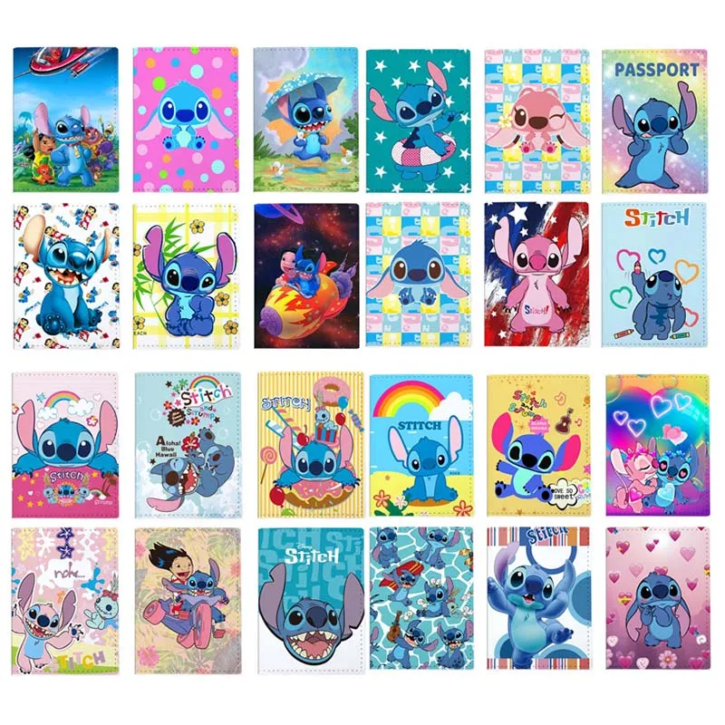 

24 Colors Disney Lilo & Stitch Passport Cover Holder Business PU Leather ID Bank Card Storage Wallet Purse Travel Accessories