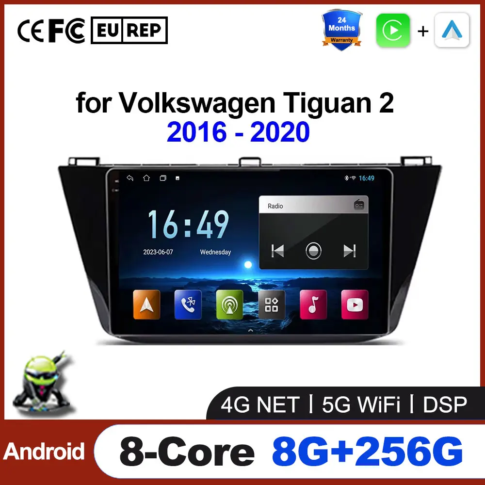 

For Volkswagen Tiguan 2 Mk 2016 - 2022 Car Radio Multimedia Video Player Navigation GPS Android Auto 5G WiFi 4G LTE No 2din DVD