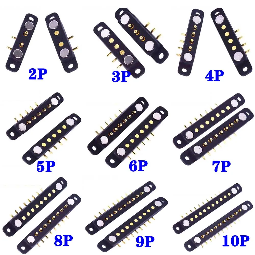 

1set 2 3 4 5 6 7 8 9 10P With ear bending needle DC Magnetic Pogo Pin Connector Pogopin MaleFemale Spring Loaded DC Power Socket