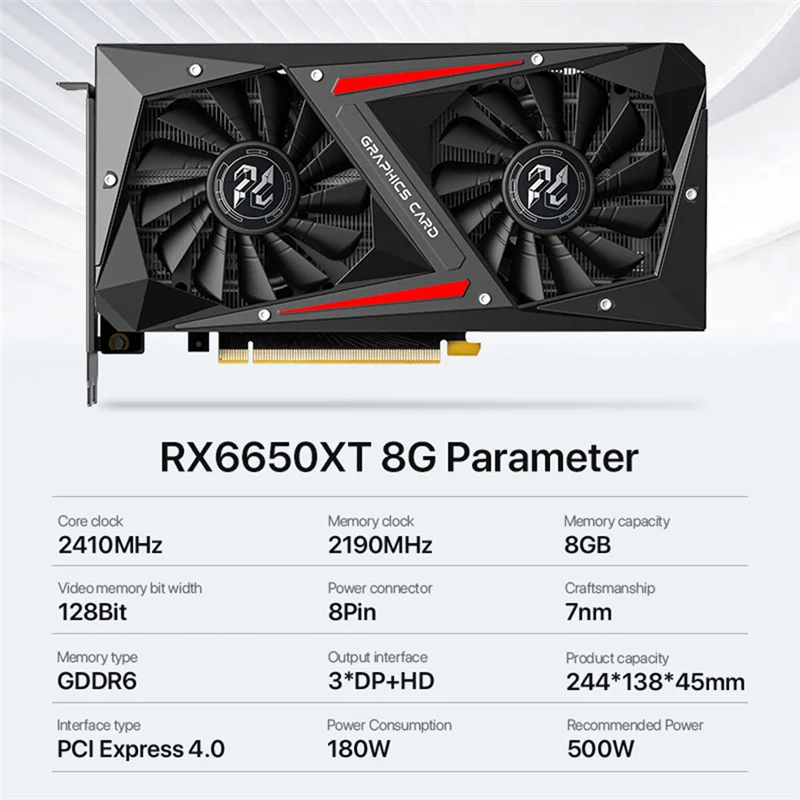 AT87-PELADN RX6650 XT Graphics Card 8G GDDR6 Video Cards Graphics Card PC Computer GPU Gaming Card