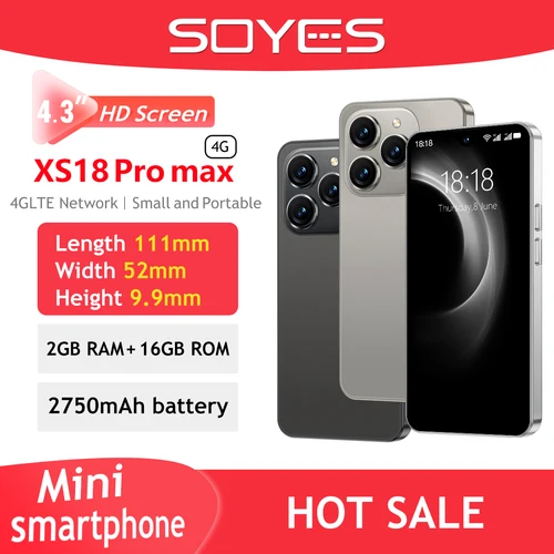 SOYES XS18 프로 맥스 미니 스마트폰, 4G LTE, 4.3 인치, 글로벌 안드로이드 8.1, 2750mAh 배터리, 얼굴 인식 GPS 스몰 사이즈 휴대폰  Best5