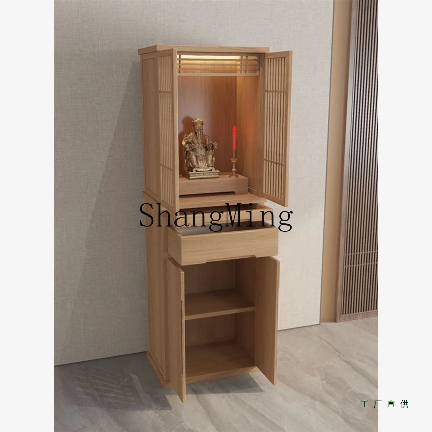 CL household with door living room Zen offering table Buddhist platform new Chinese-style solid wood Buddhist niche ash wood