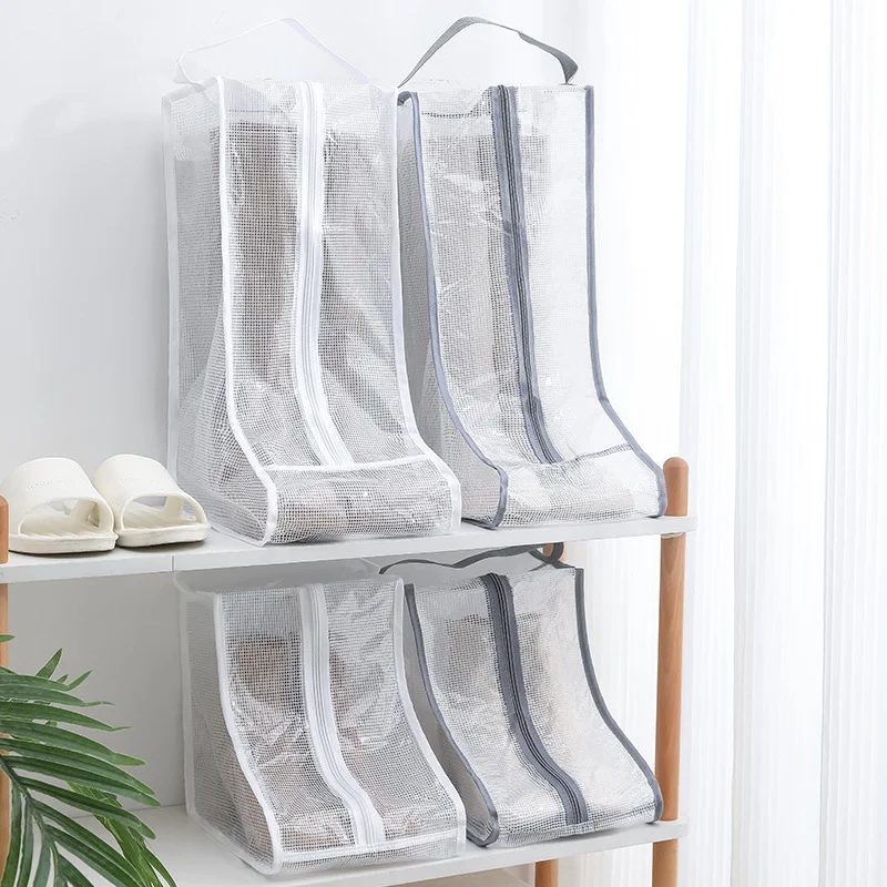 1pc Grey Boot Storage Bag Dust Cover for Shoes Transparent Moisture-proof and Mold Proof Protective Cove