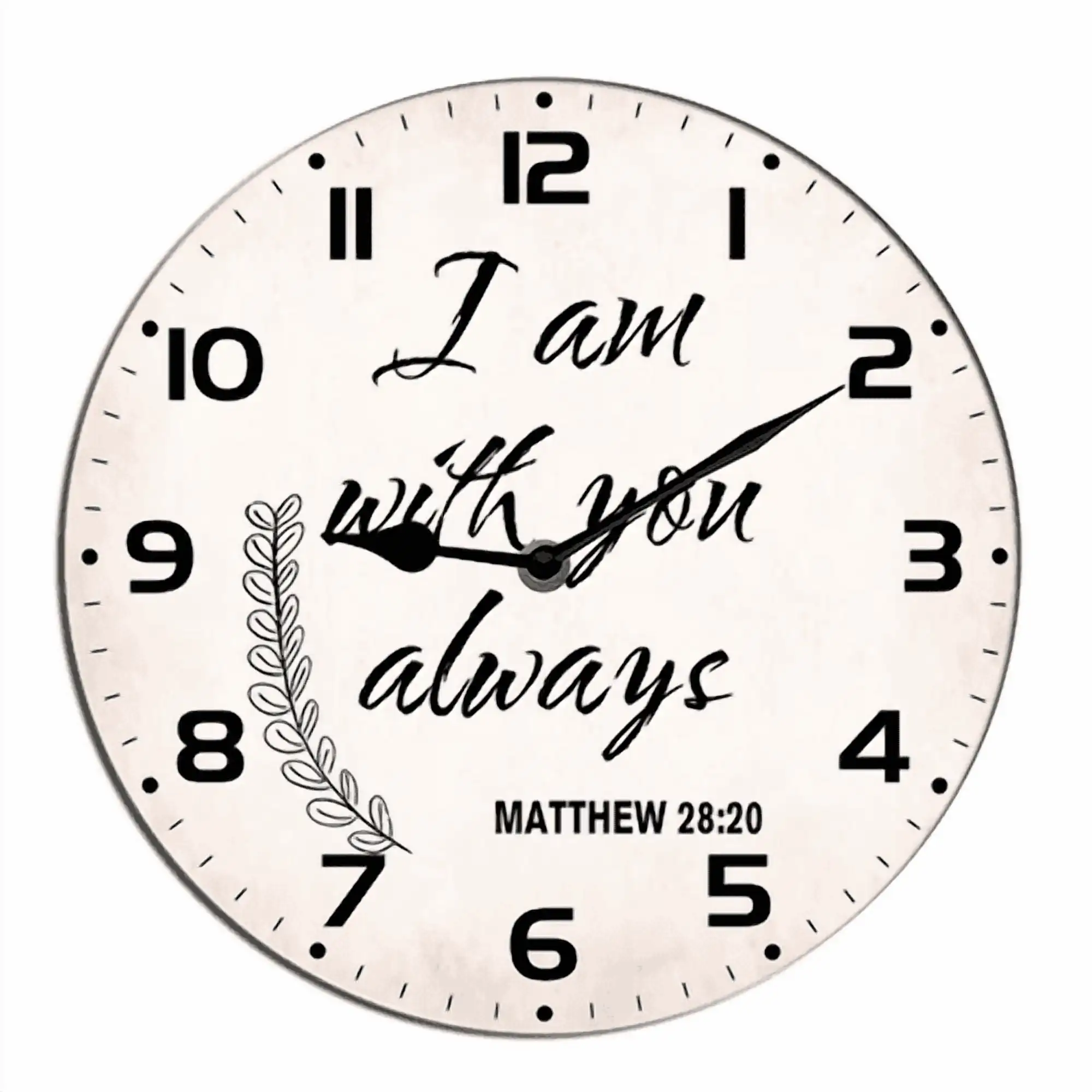 Christian Wall Clock I Am Will Your Always Bible Verse Jesus Religious Inspirational Quote God Scripture Wooden Silent