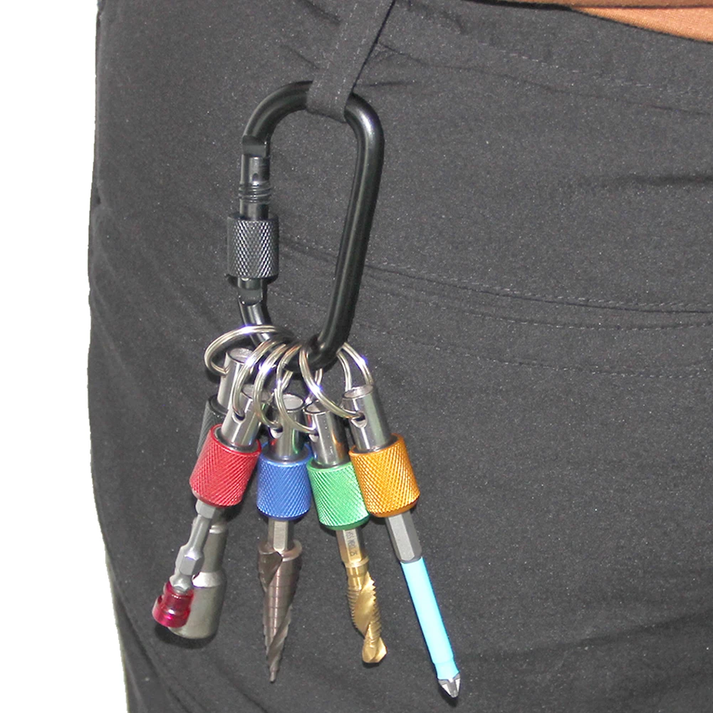 Sturdy Steel Bracket Drill Bit Holder, 5pcs Hex Shank Screwdriver Keyring Extension Bar, Easy to Use and Convenient