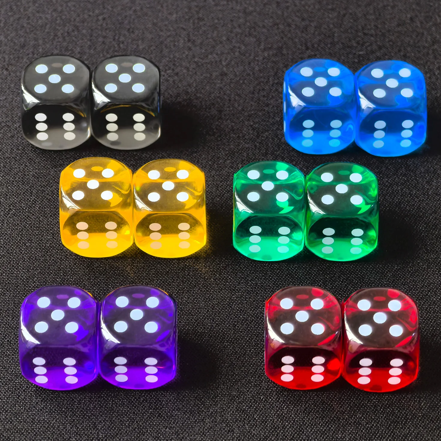 14.5MM Printing Precision Dice Translucent Colors 0.57inch, 6pcs Set