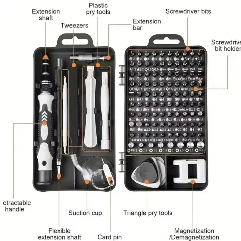 115 in 1 Multifunctional Screwdriver Set Electronic Repair Tools for Computer Phone and Household Use Insulation Screwdriver Kit