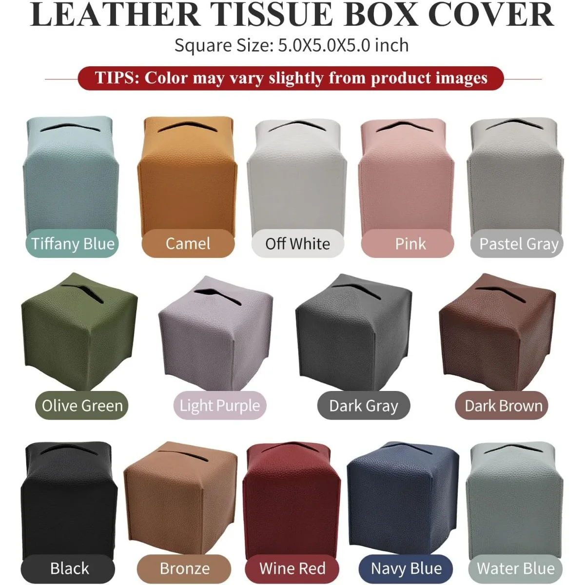 모던 스퀘어 티슈 홀더 카멜, PU 가죽 정리함 화장대 카운터탑 데스크용