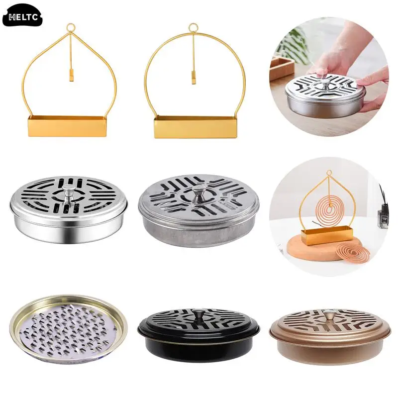 1PCS Incensory Mosquitoes Coil Holder Tray Frame Stainless Steel Round Rack Plate For Spirals Incense Insect Repellent  Holder