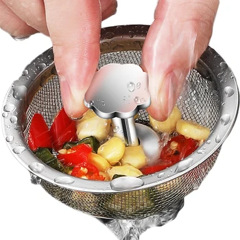 주방 싱크대 필터 스테인레스 스틸 메쉬 싱크 채반, 손잡이 및 스토퍼, 배수구 바구니 필터, 폐기물 구멍 트랩, 1-3 개