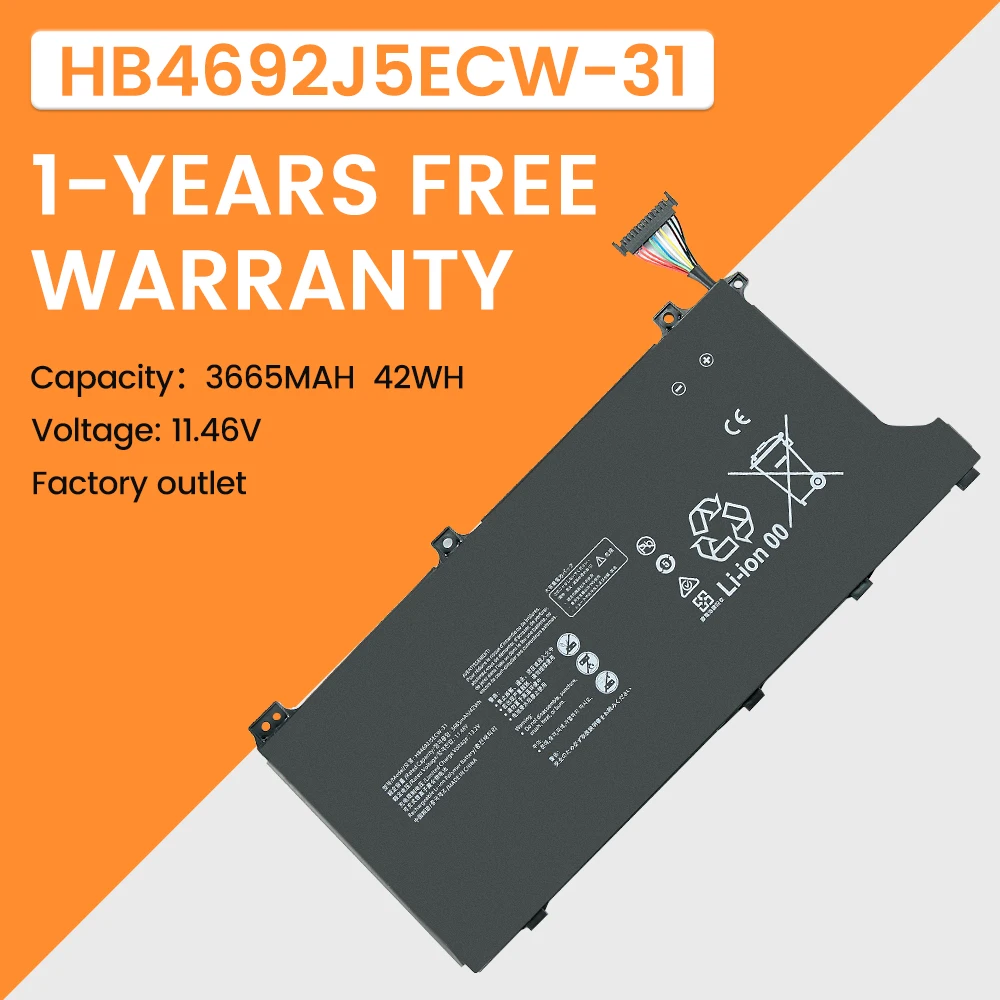 New 11.46V 42Wh HB4692J5ECW-31 Laptop Battery For Huawei Matebook D15 BoB-WAE9P Boh-WAQ9RP HLY-19R HNL-WFP9 WFQ9 WRTD-WFH9