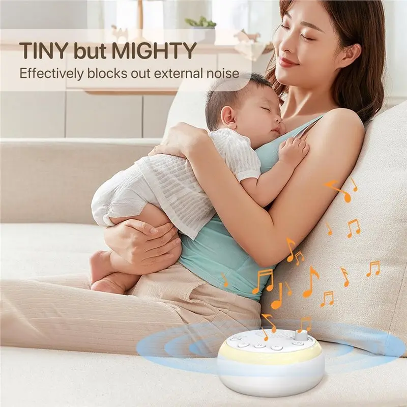 AINY-Sleep Aid For Newborns, Portable White Noise Machine With 16 Soothing Sounds, Night Light, Timer Function For Baby Sleeping