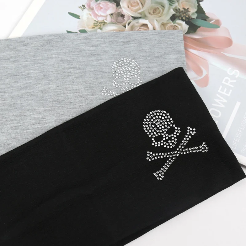 DIY breites Yoga-Stirnband mit Totenkopfmuster, weiches Kopftuch für Make-up, Sport, Fitness, schweißabsorbierendes Haarband, Accessoires